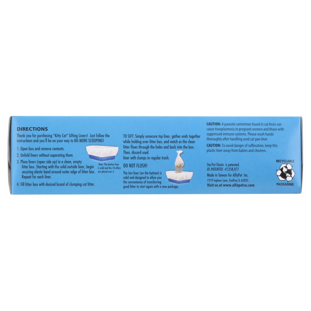 (3 pack) Alfa Pet Sifting Elastic Cat Pan Liners