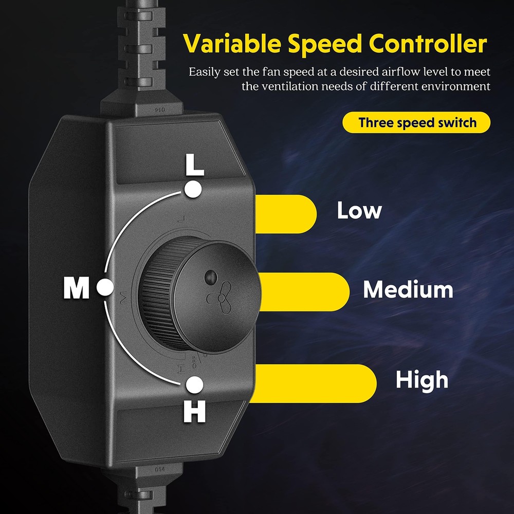 4 Inch 200 CFM Exhaust Inline Duct Fan with Variable Speed Controller
