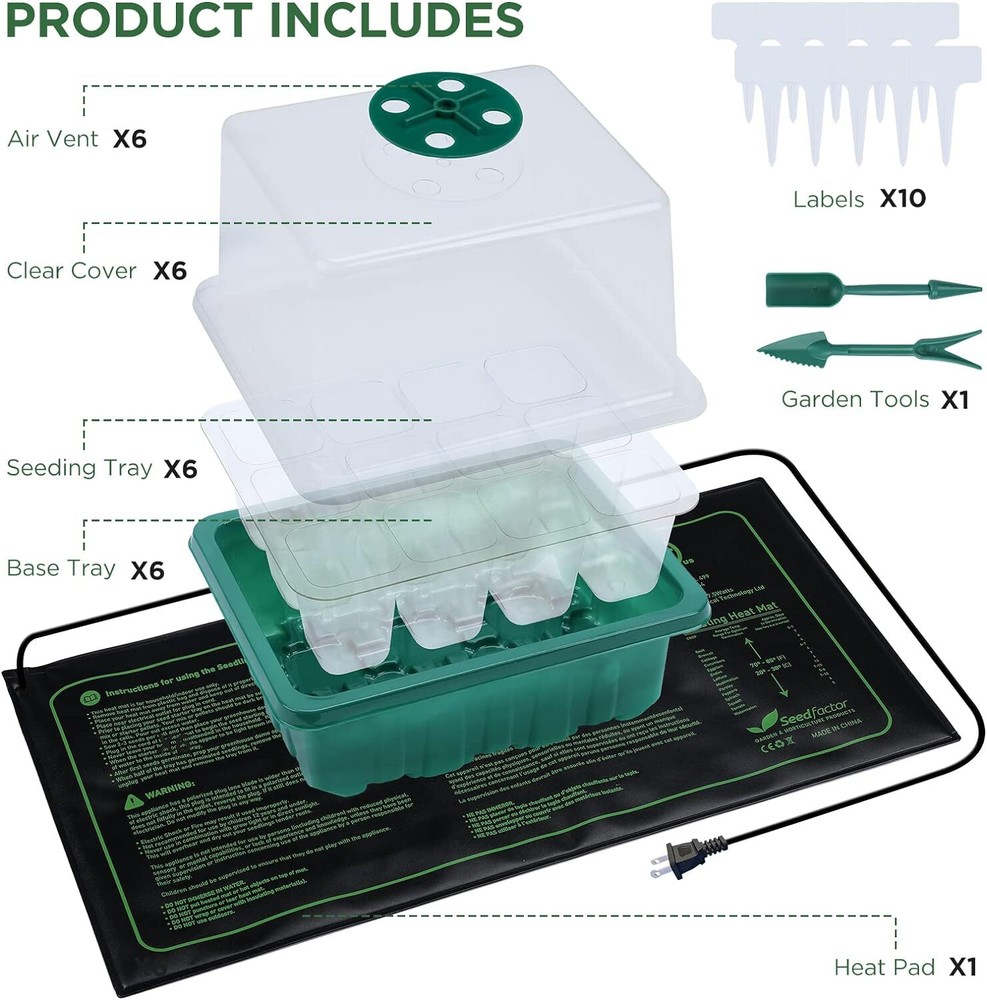 Seedfactor Plant Germination Trays Adjust Humidity Dome SeedTray SeedlingStarter