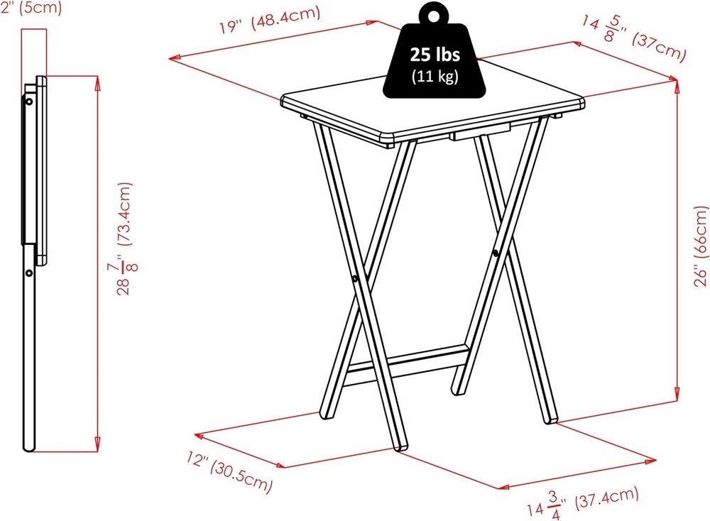 Compact & Stylish 2-Piece Folding Snack Tables - Easy Storage Solution