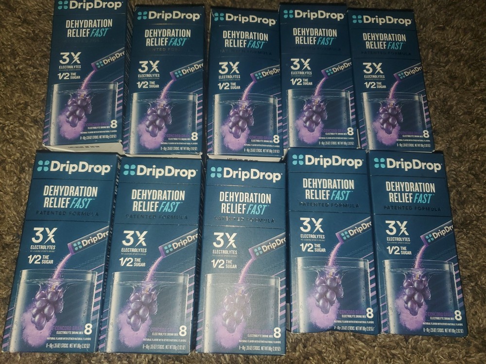 DripDrop Concord Grape Dehydration Relief Packets X10 BB6/26