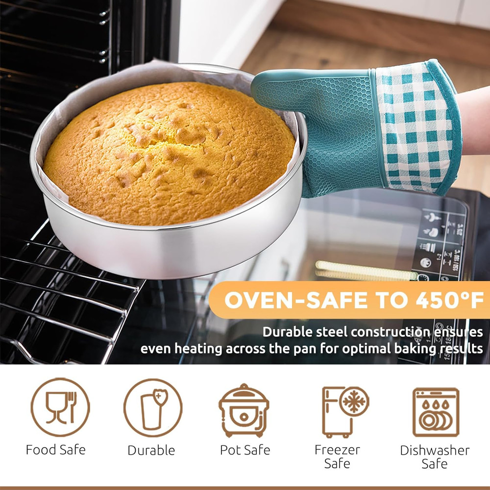 E-Far Stainless Steel Baking Pan Set, 6-Piece Metal Bakeware Sets Include Cookie