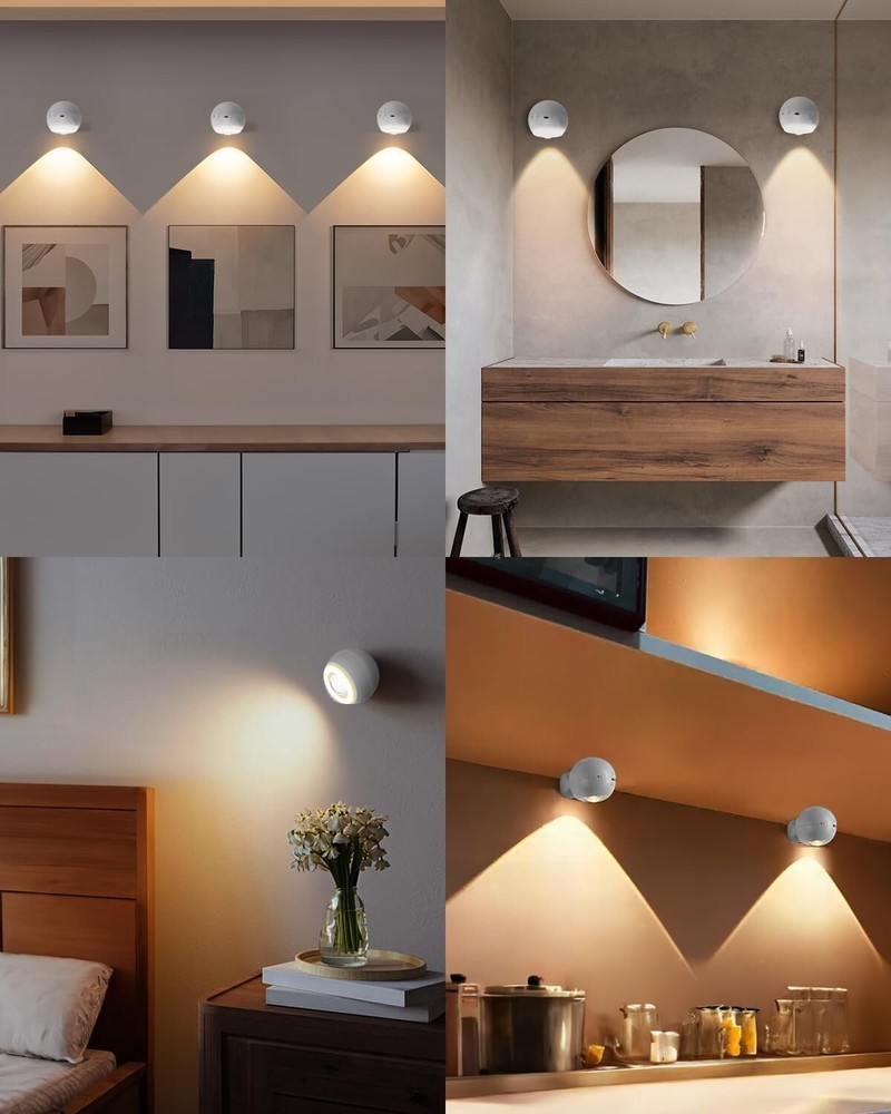 2 Pcs LED Wall Sconce, Battery Operated, 3 Modes, Motion Sensor, Wireless Lamp