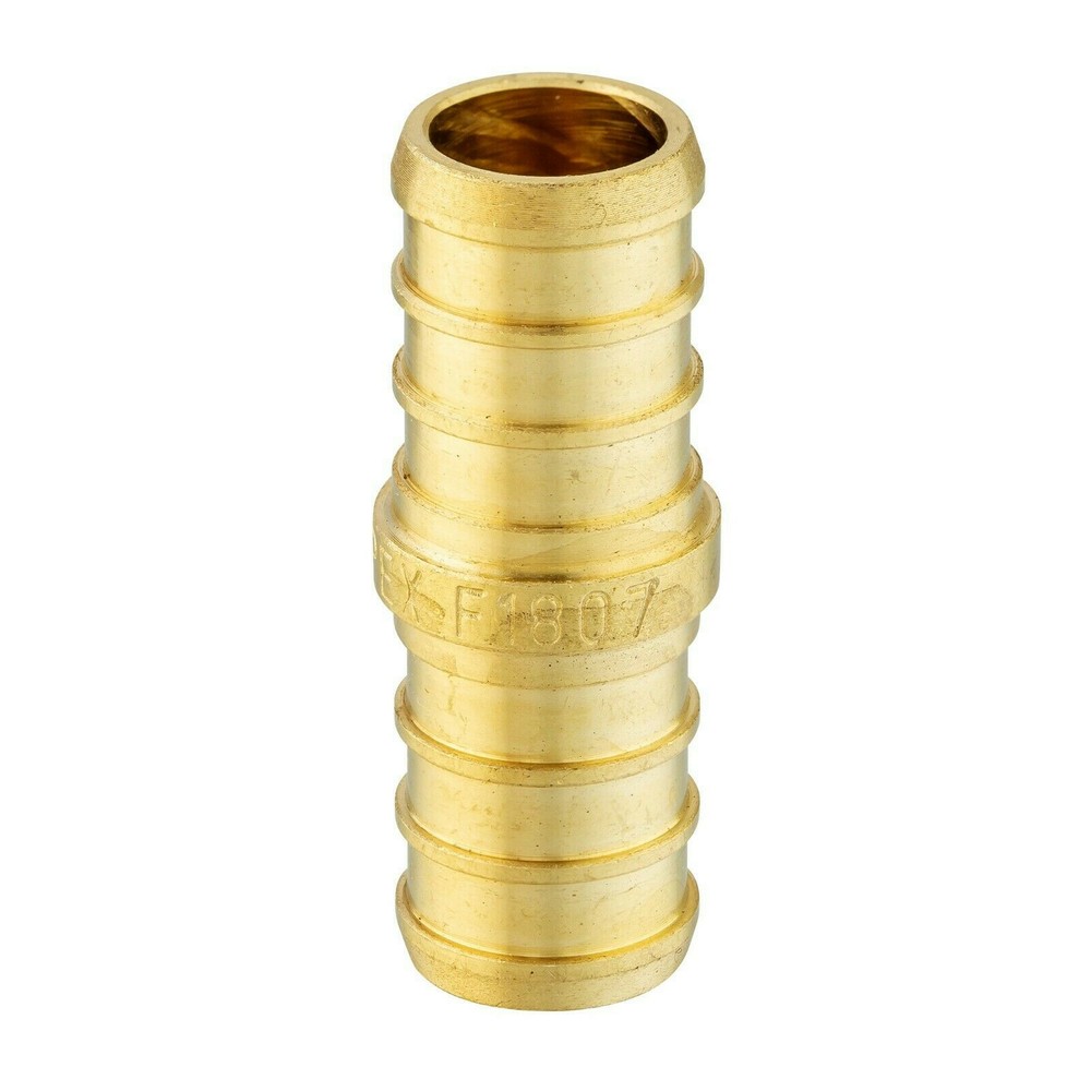 100 Pro Pack EFIELD 1/2" Pex Straight Coupling Brass Crimp Fitting, Lead Free