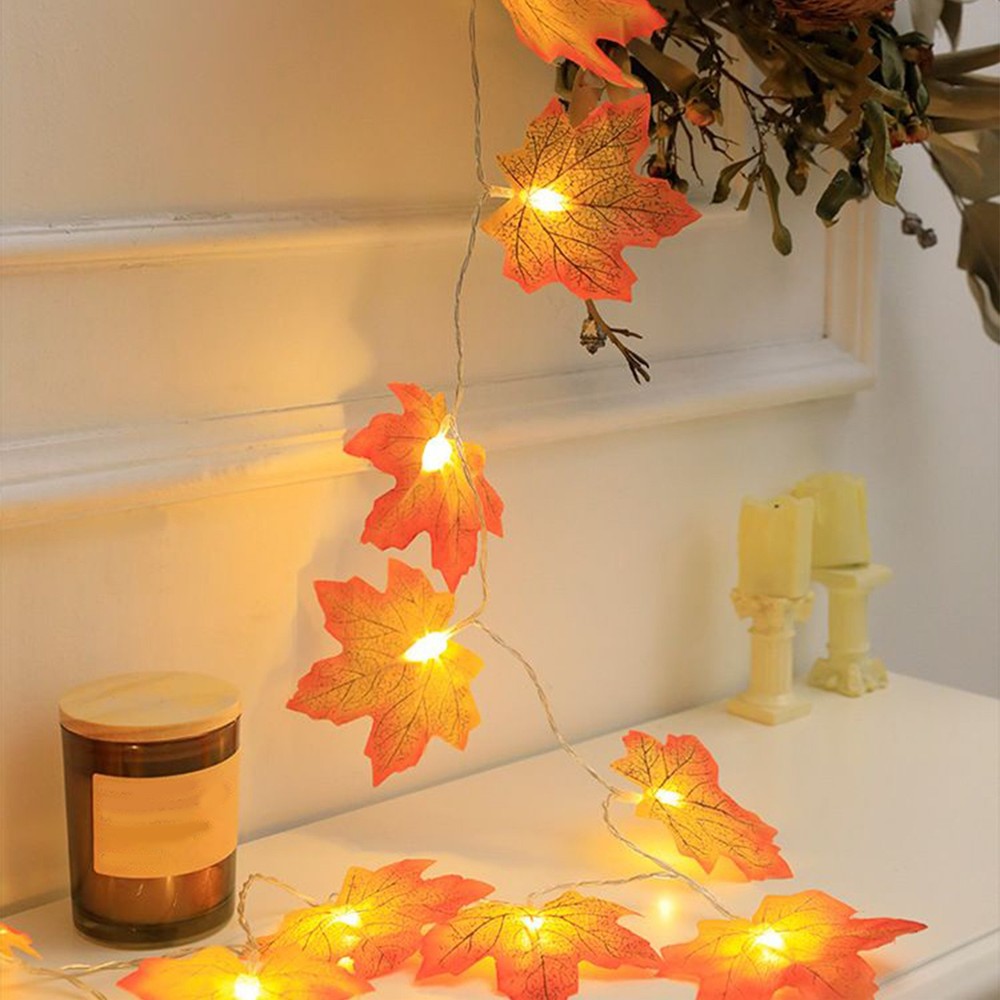 Maple Leaf String Lights Festive 19.69Ft Lighting Lighted Fall Garland