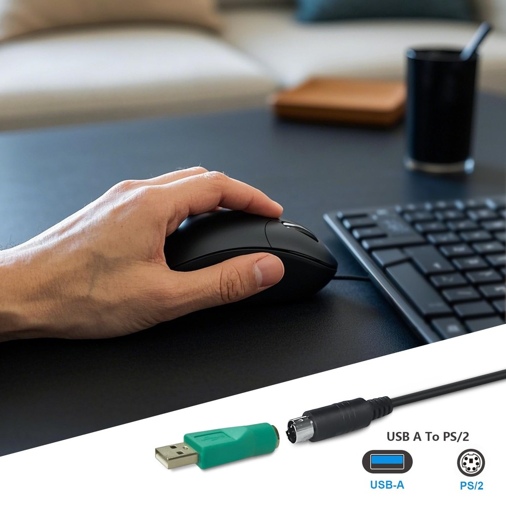 High-Performance Wired PS2 - 1000 DPI Resolution, Black, 5ft Cable, Includes ...