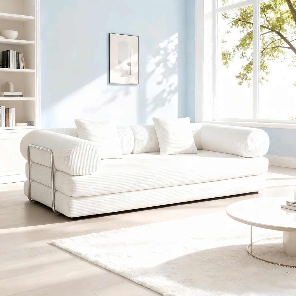 Folding Sleeper Sofa Bed Floor Compression Sofa w/ Metal Frame for Small Space