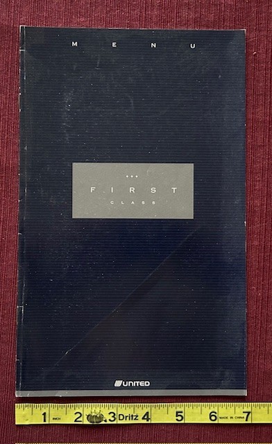 United First-Class Menu 1979