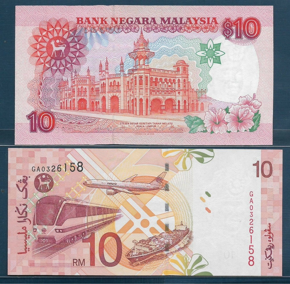 Malaysia 10 Ringgit 2 Pcs Lot, 1989 2004, P 29 46, UNC