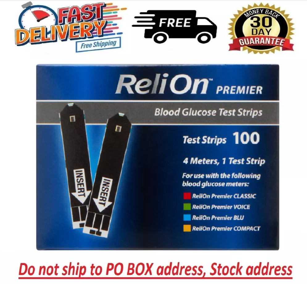 NEW ReliOn Premier Blood Glucose Test Strips, 100 Count