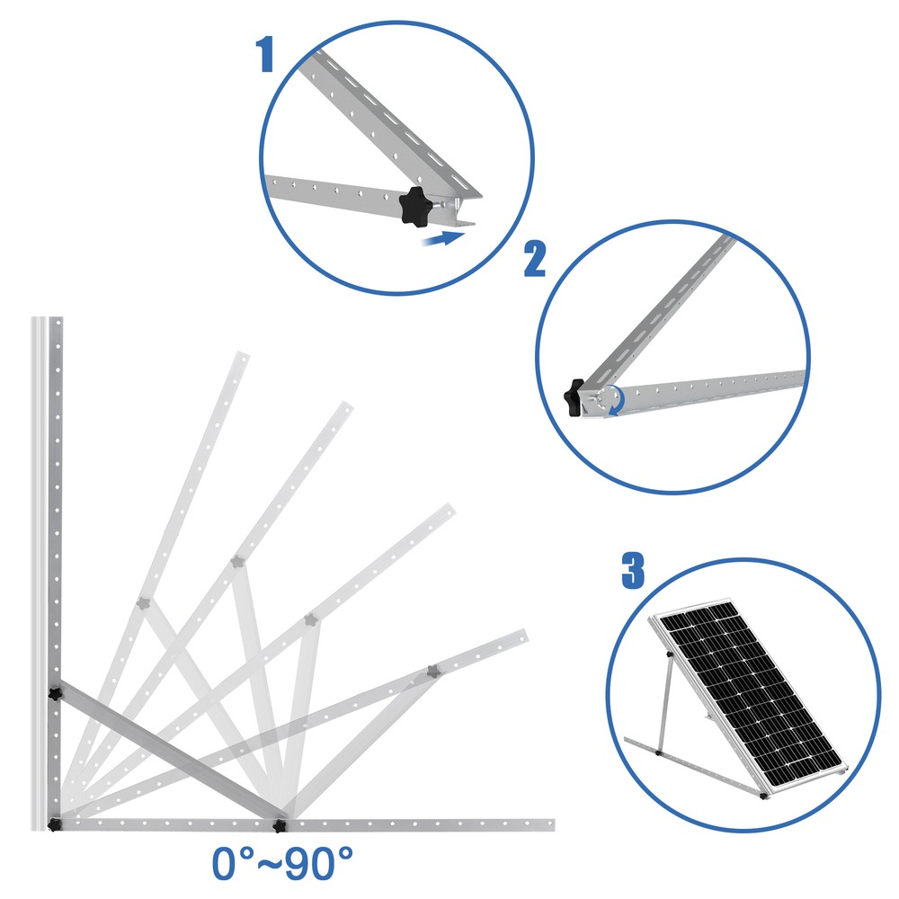 Solar Panel RV Tilt Mount (45/47in）Brackets Roof Flat Surface Adjustable Frame