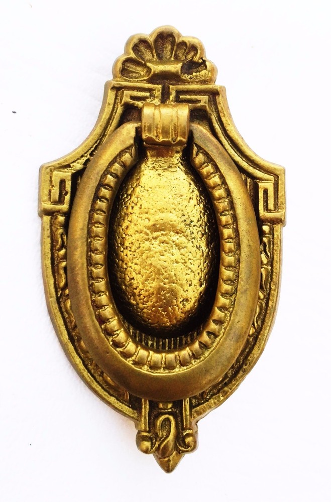 Brass Federal Colonial Shield Backplate Antique Hardware Drawer Drop Ring Pull