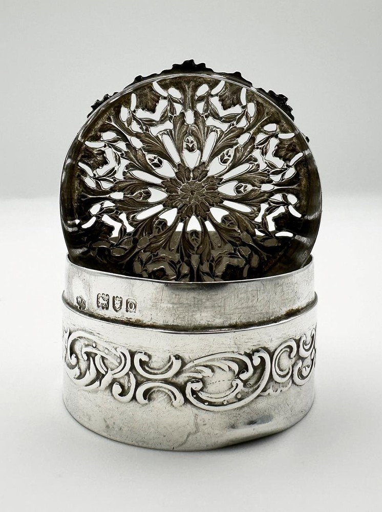 EDWARDIAN OPENWORK POMANDER BOX STERLING SILVER BIRMINGHAM 1909 W COMYNS