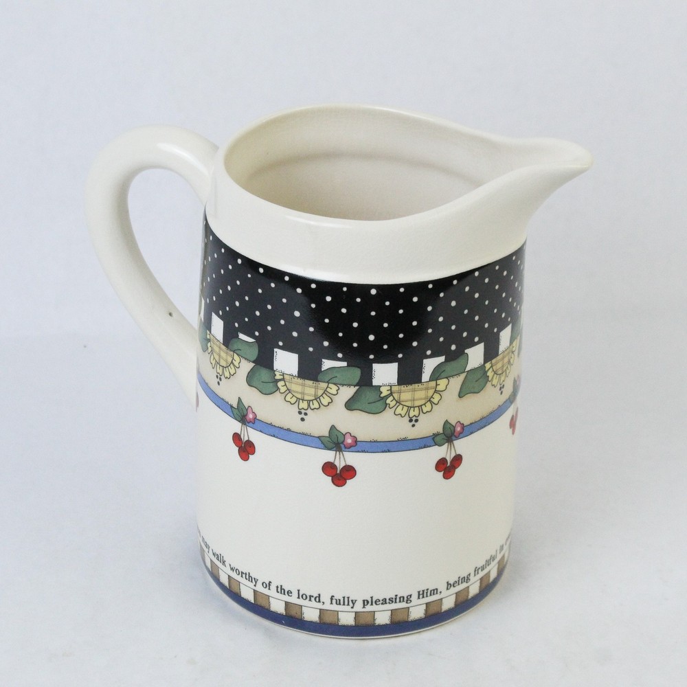 2001 DaySpring Retired Scripture Pitcher Colossians 1:10 Ceramic Jug 8" Tall