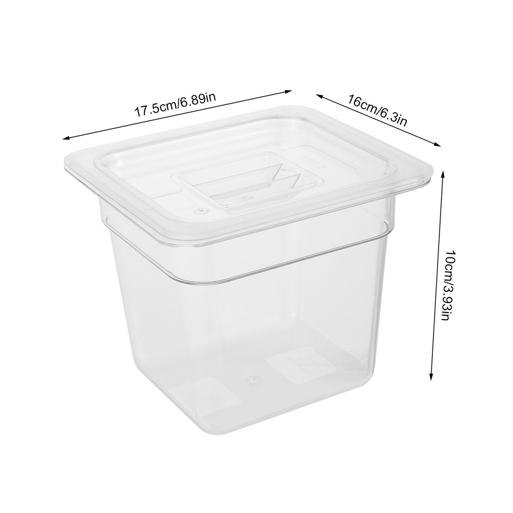 8 Pack 1/6 Size Clear Plastic Steam Prep Table Food Pan 4" Deep Polycarbonate