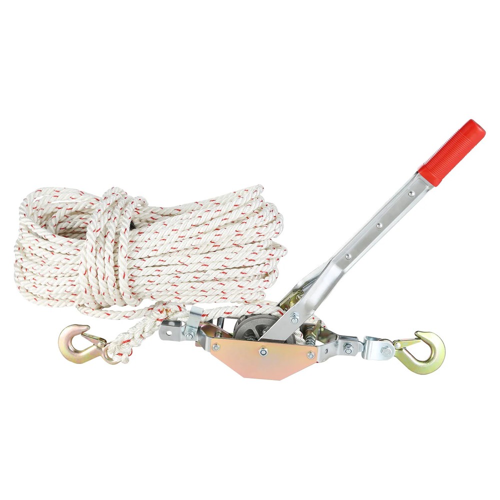 0.75Ton Rope Puller Come Along Winch with 2 Hook Heavy Duty Ratchet Puller Tool