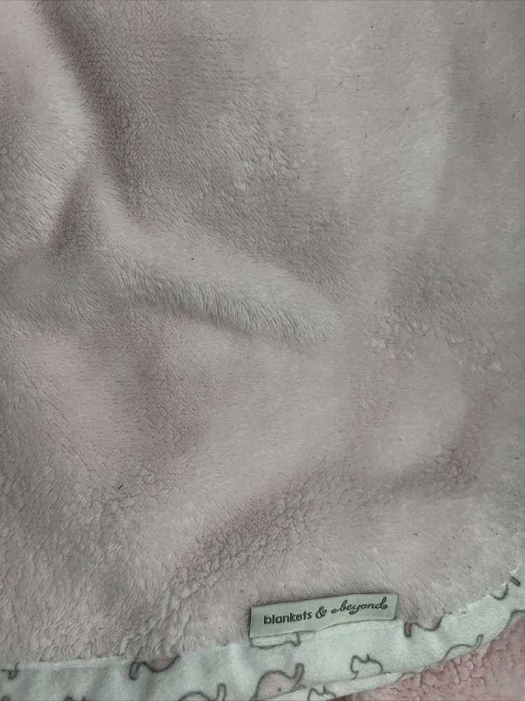 Blankets and Beyond Pink Fluffy Security Blanket with Elephant Binding