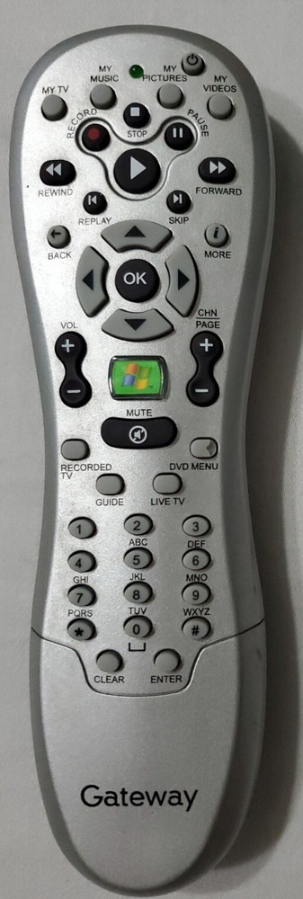 Microsoft Gateway RC6 ir Windows Media Center Remote Control Silver