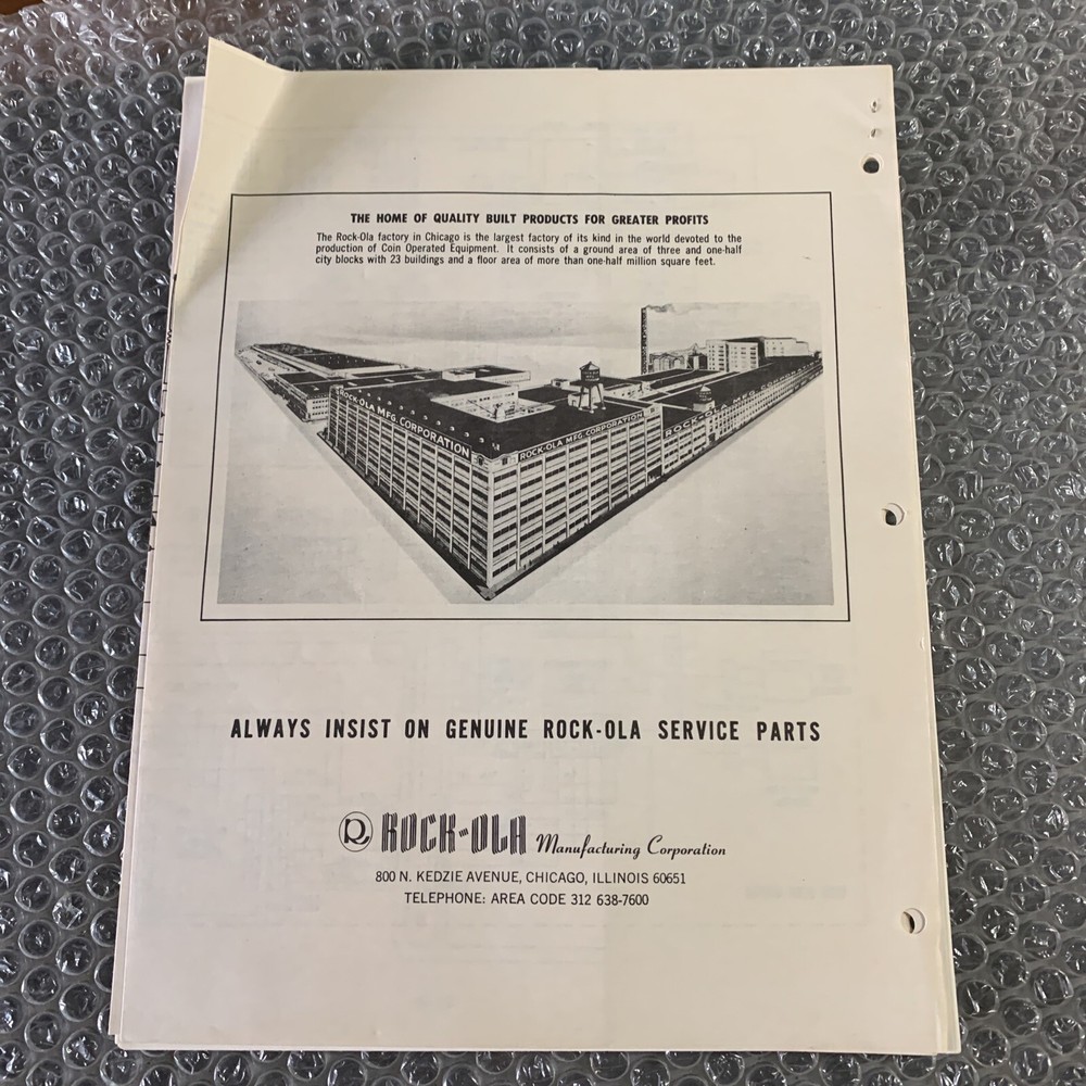 Original  ARCADE  GAME  owners manual ￼Eyes Rock/Ola