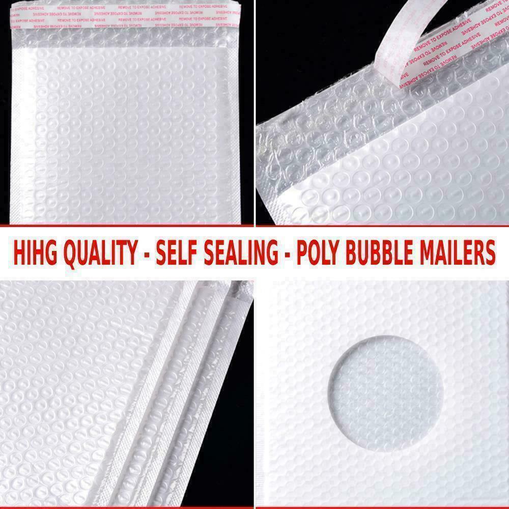 BUBBLE MAILERS SHIPPING BAGS WHITE POLY MAILER SQUARE PADDED ENVELOPES PACKAGING