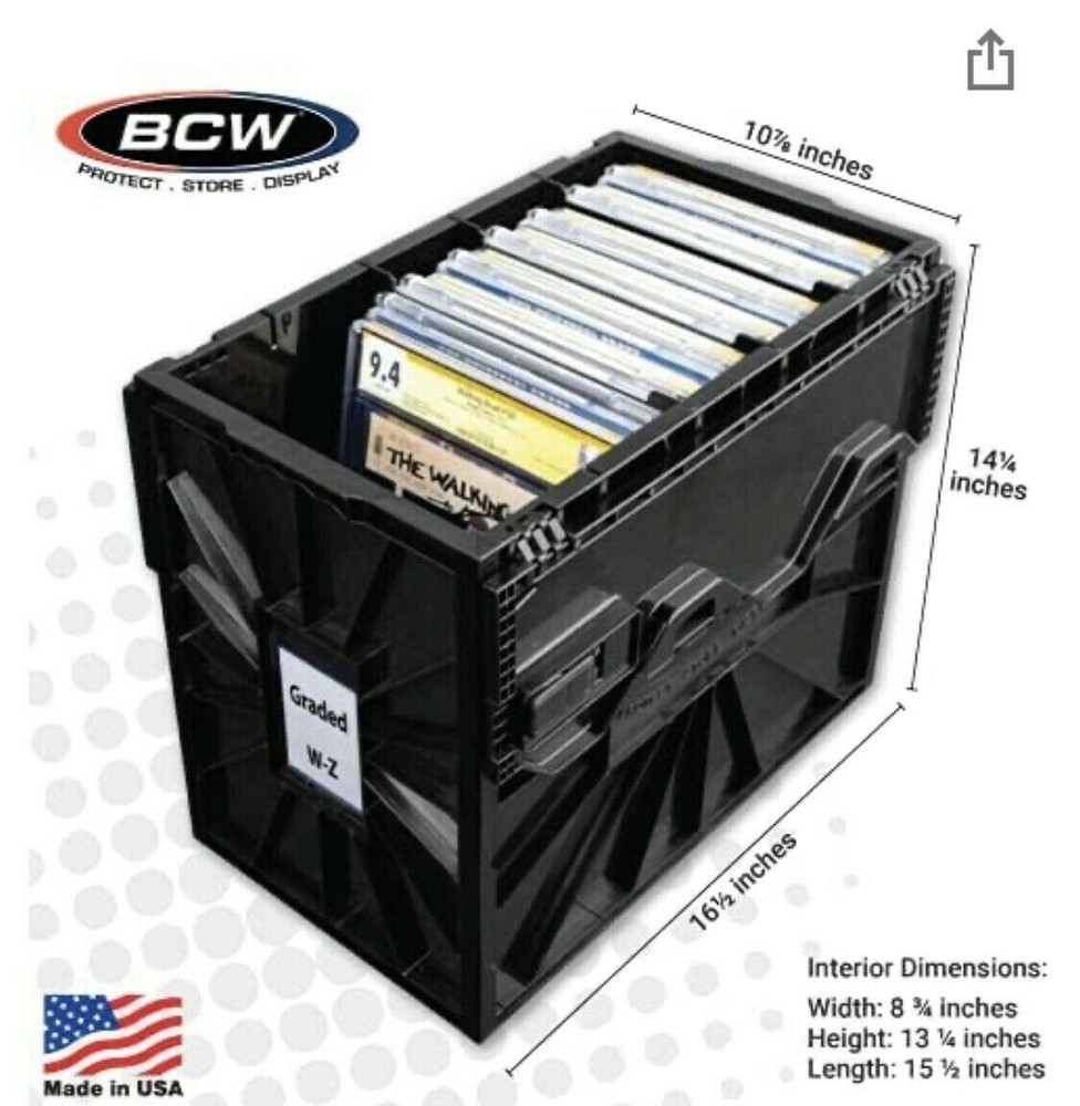 BCW Plastic Black CGC Graded Comic Book Box Bin w 4 Partitions VALUE BUNDLE