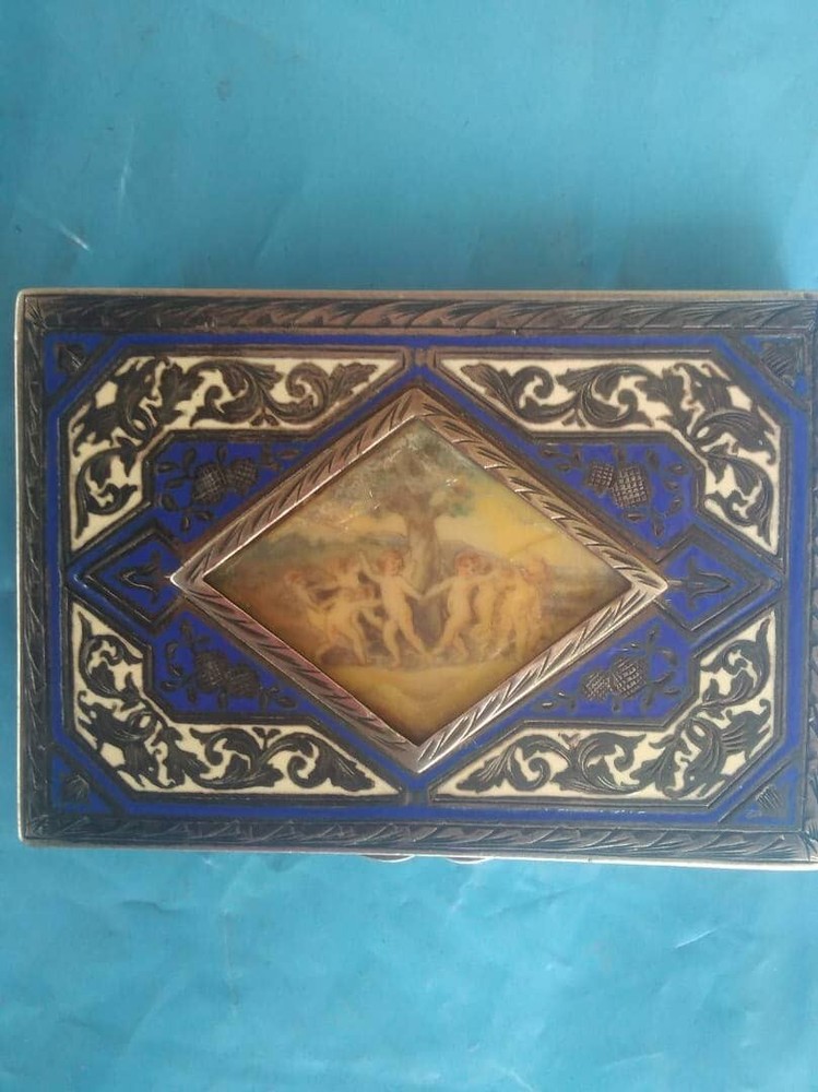 Antique Enameled Silver Box