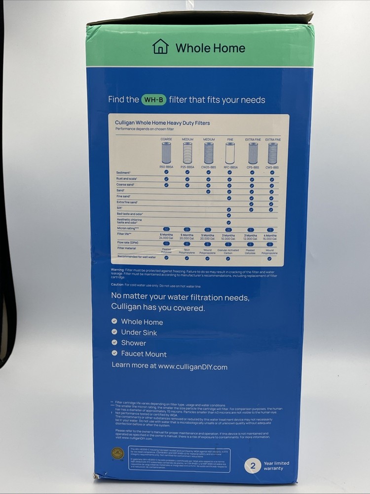 Culligan WH-HD200-C Heavy Duty Filtration System 1" Inlet / Outlet Damaged Box