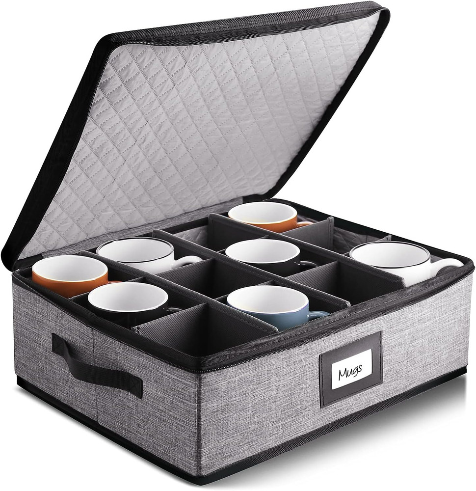 Coffee Mug Storage, Quilted and Stackable Coffee Cup Storage Organizer for Servi