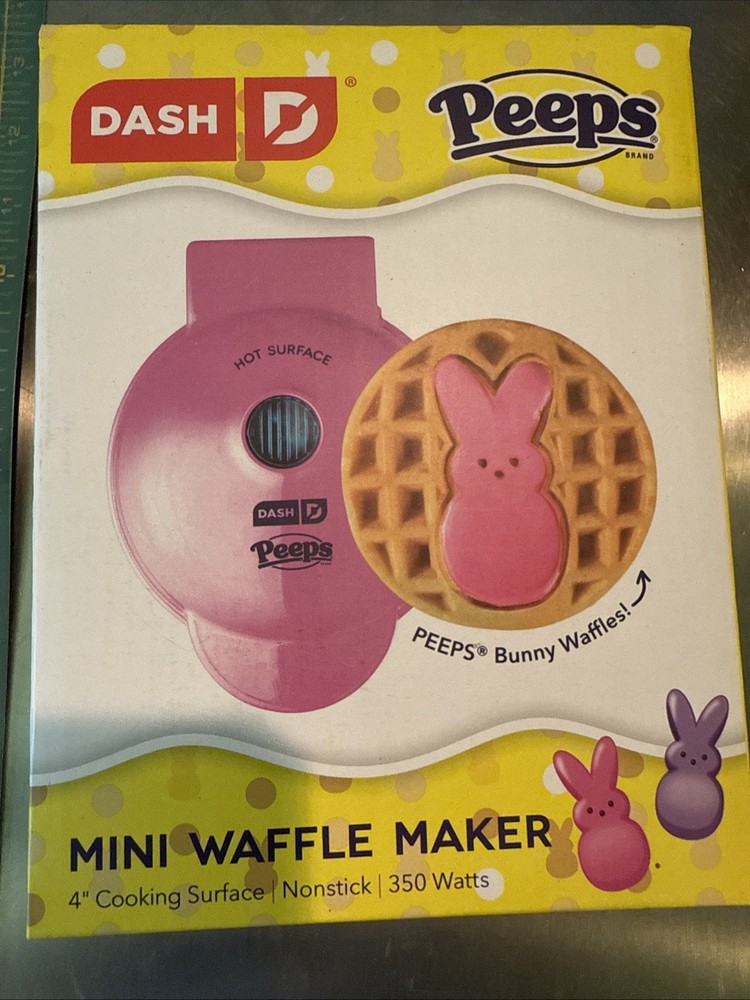 PEEPS x Bunny Mini Waffle Maker Dash Bunny Single Waffle New In Box-Never Used!