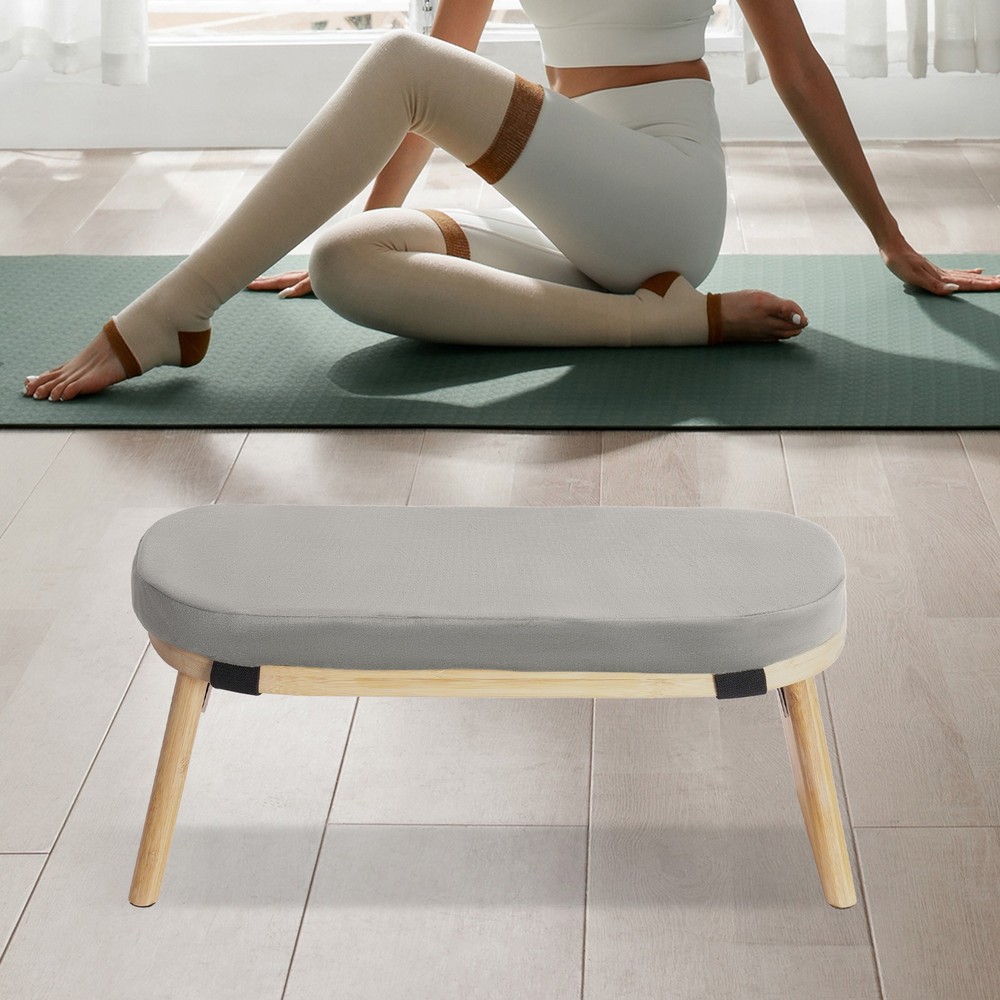 Bamboo Meditation Bench Kneeling Stool Foldable Yoga Bench