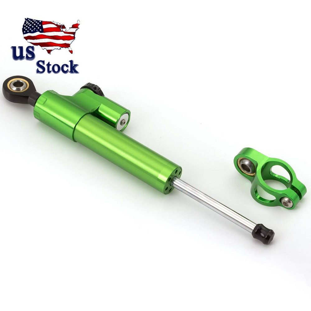 US CNC Green Motorcycle Steering Damper Stabilizer Linear Reversed Control