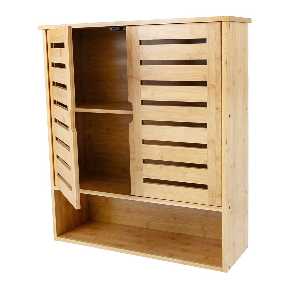3-Layer Bamboo Storage Cabinets Modern Wall Mounted Decor Racks Storage Cabinets