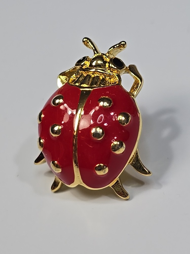Trifari Red Ladybug Beetle Lapel Pin