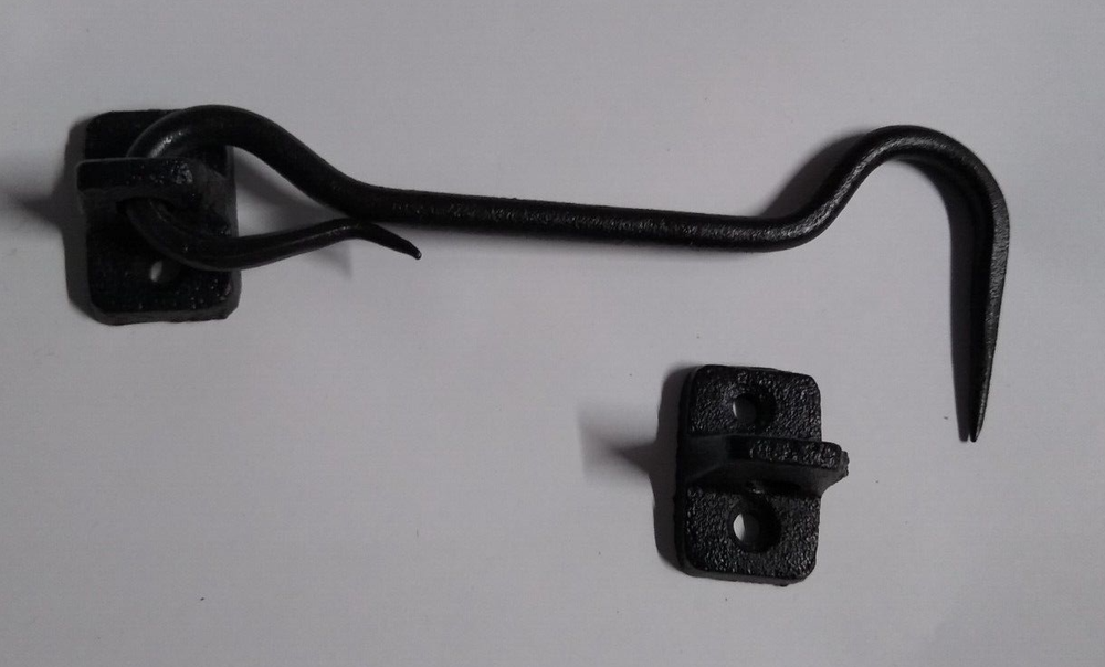 Hook & Eye Latch Security Gate Door Hardware Rustic Black Cast Iron 5-3/4" C-C