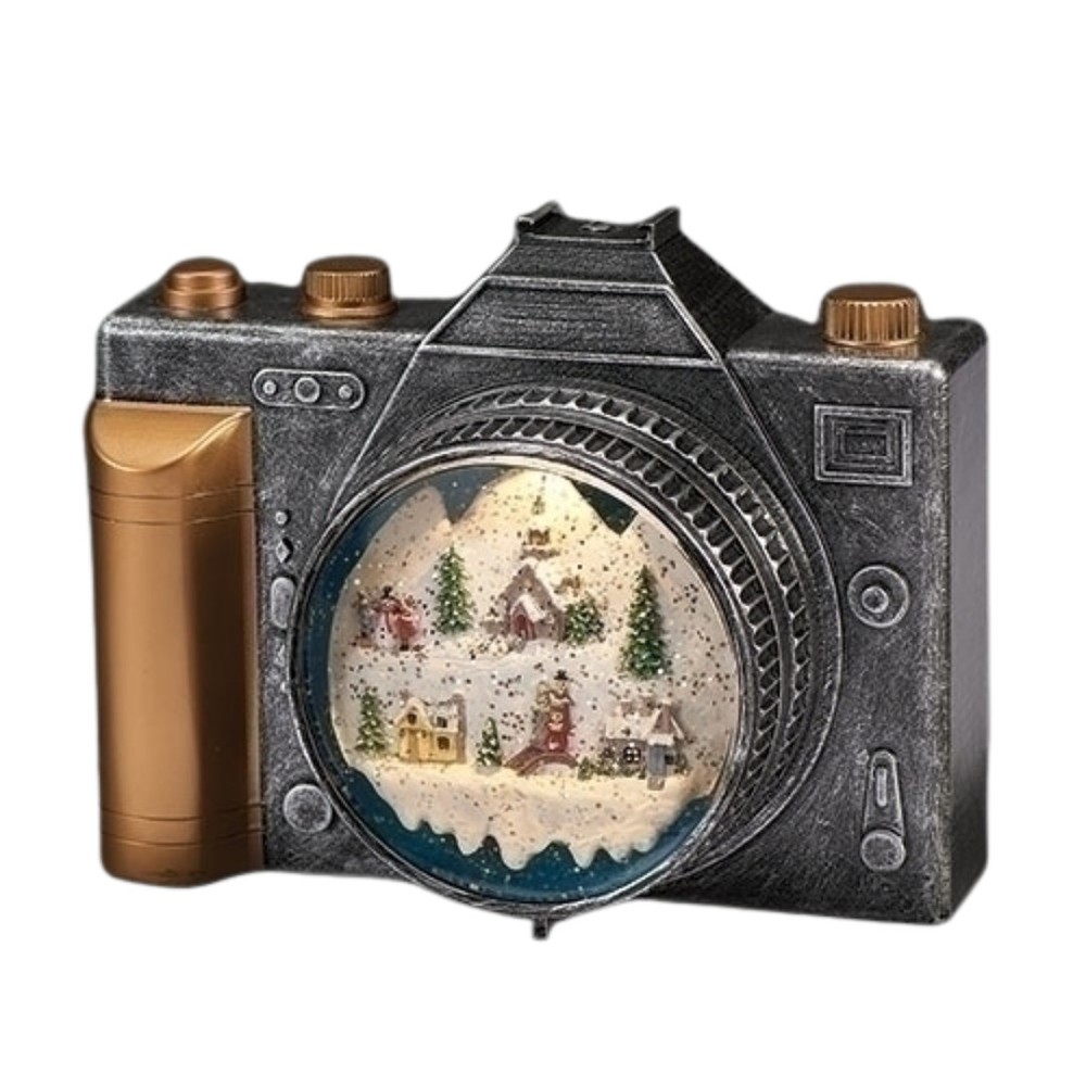roman 8" Lighted Swirl Camera Water Lantern