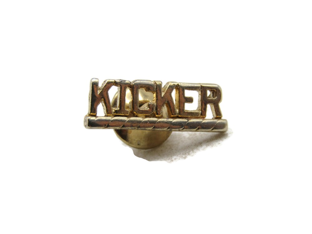 Kicker Lettered Pin Open Design & Gold Tone