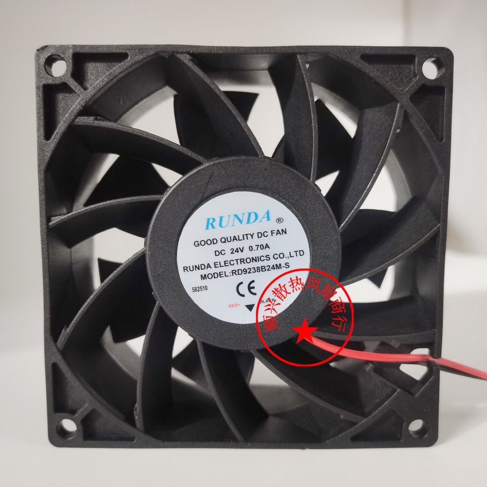 1 PCS  RUNDA Fan  RD9238B24M-S  DC24V 0.7A 92*92*38mm  2 Wire  cooling fan