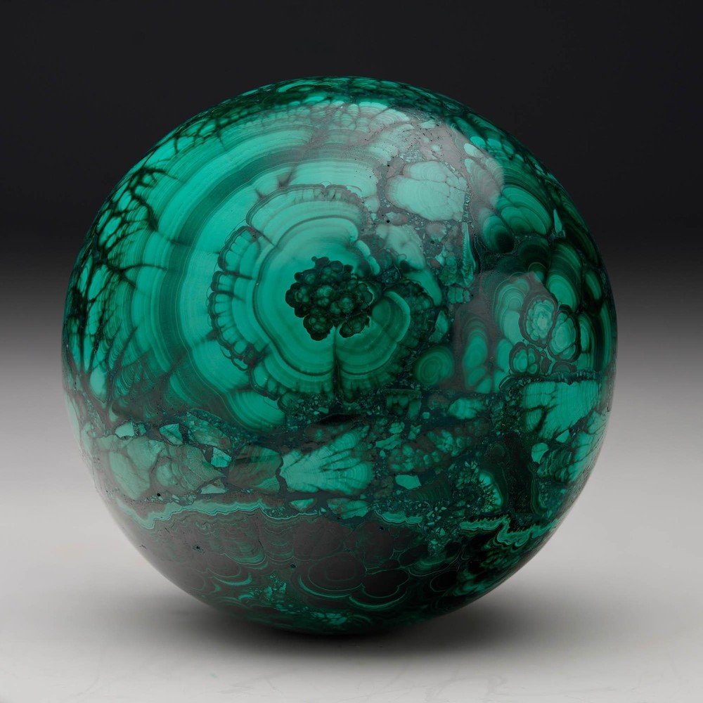 Hand-Polished Solid 3" Diameter Malachite Sphere