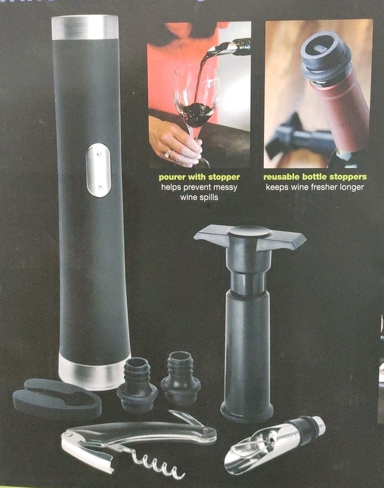 Cordless 7Pc Wine Accessory Gift Set PLATINUM Collection By Shift3
