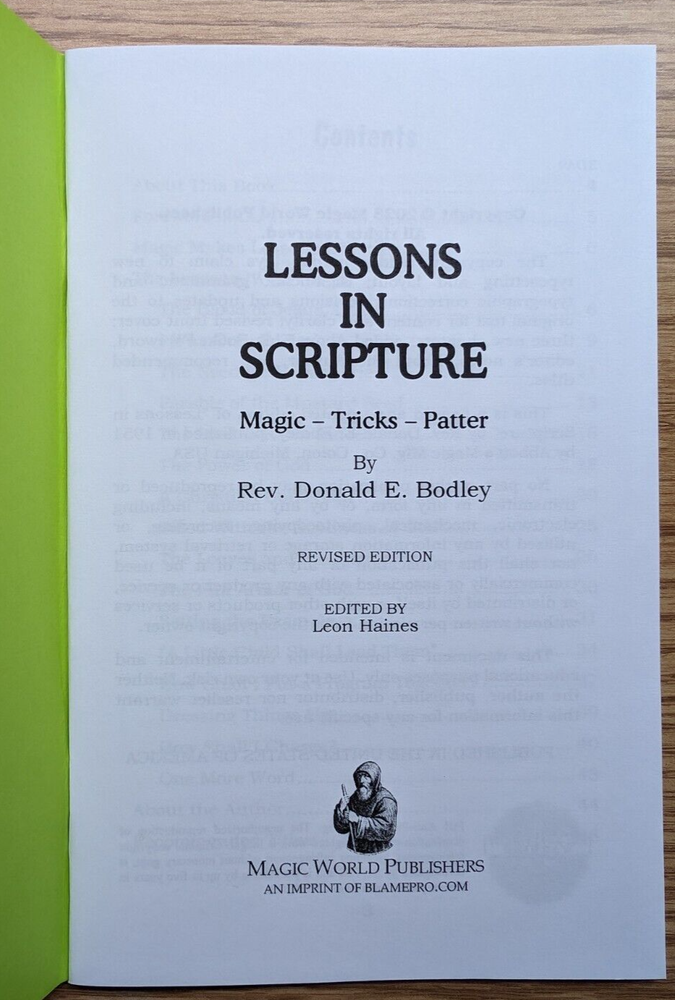 Lessons in Scripture by Rev. Donald E. Bodley (magic with a message)