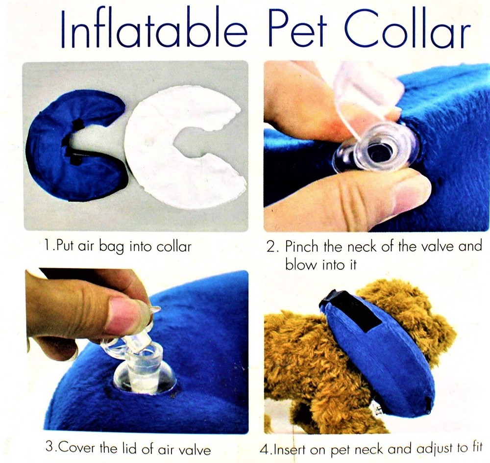 Comfortable & Adjustable Inflatable Pet Collar Alternative to Cone Shaped Large