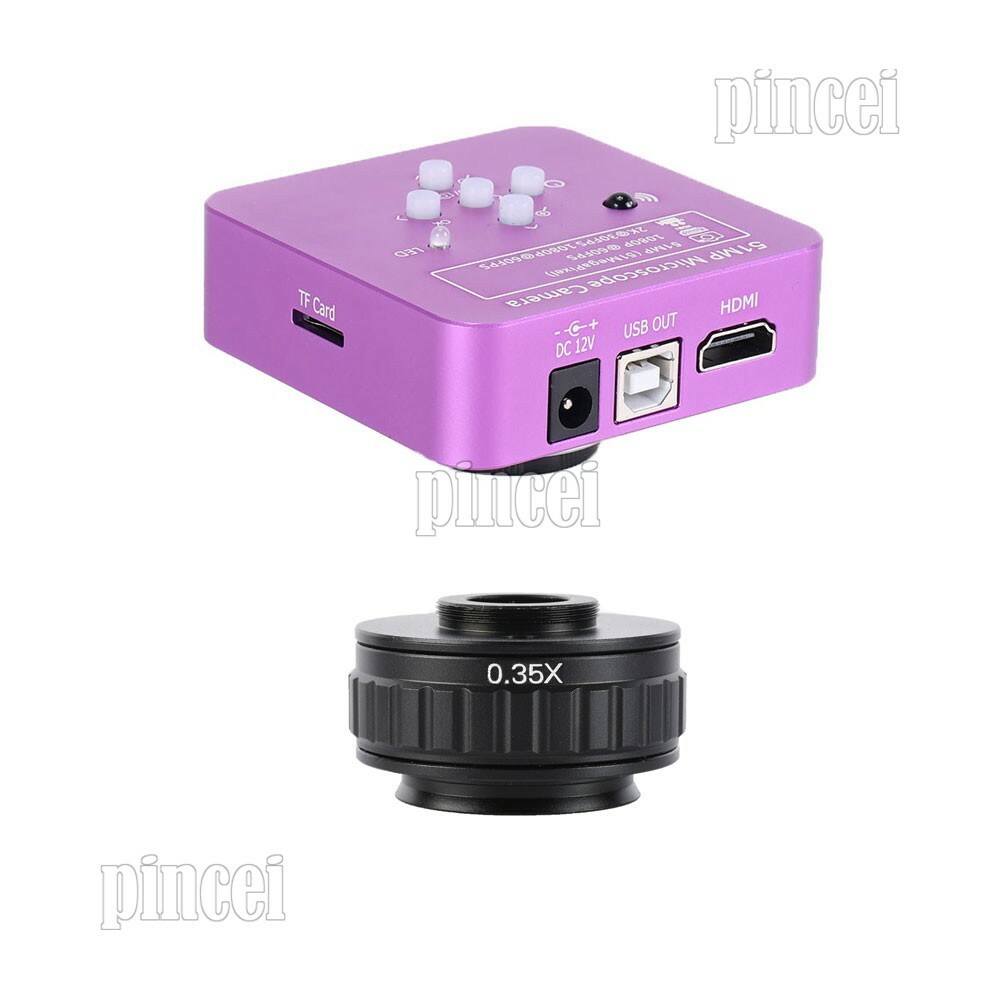 2K 51MP Microscope Camera Kit USB Camera w/ 0.35X C Mount Adapter Lens