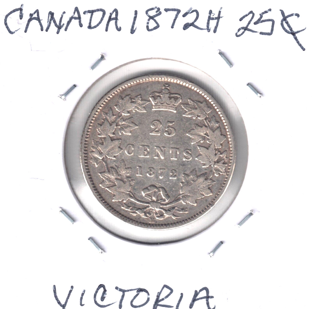 1872-H Canada 25 cent coin. Graded using online grading site.