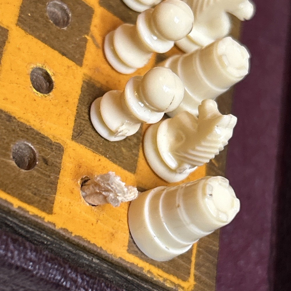 Vintage Small Travel Chess (2 Missing)