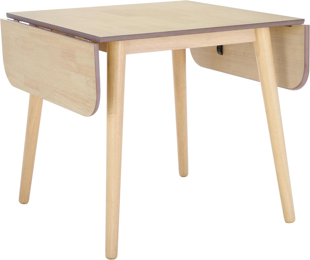 Space-Saving Modern White Washed Drop Leaf Dining Table for 4