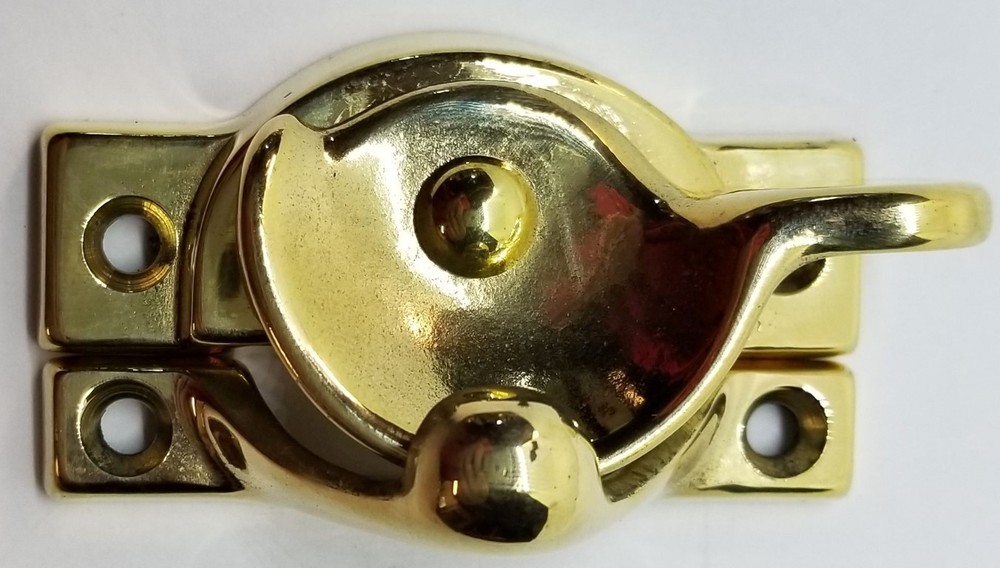 Decorative Solid Polished Brass Heavy Duty Spring Loaded Window Sash Lock Square