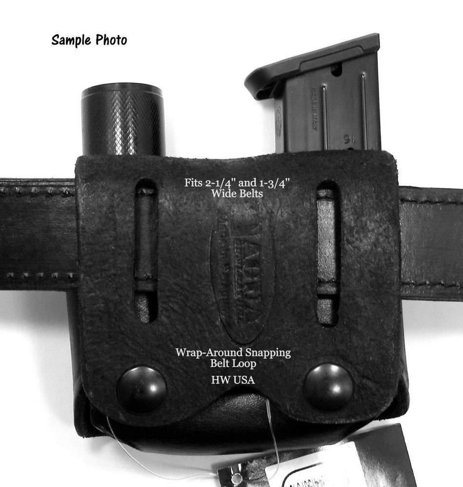 TAGUA Black Leather Magazine & Flashlight Carrier for 1911 and .45 SINGLE STACK