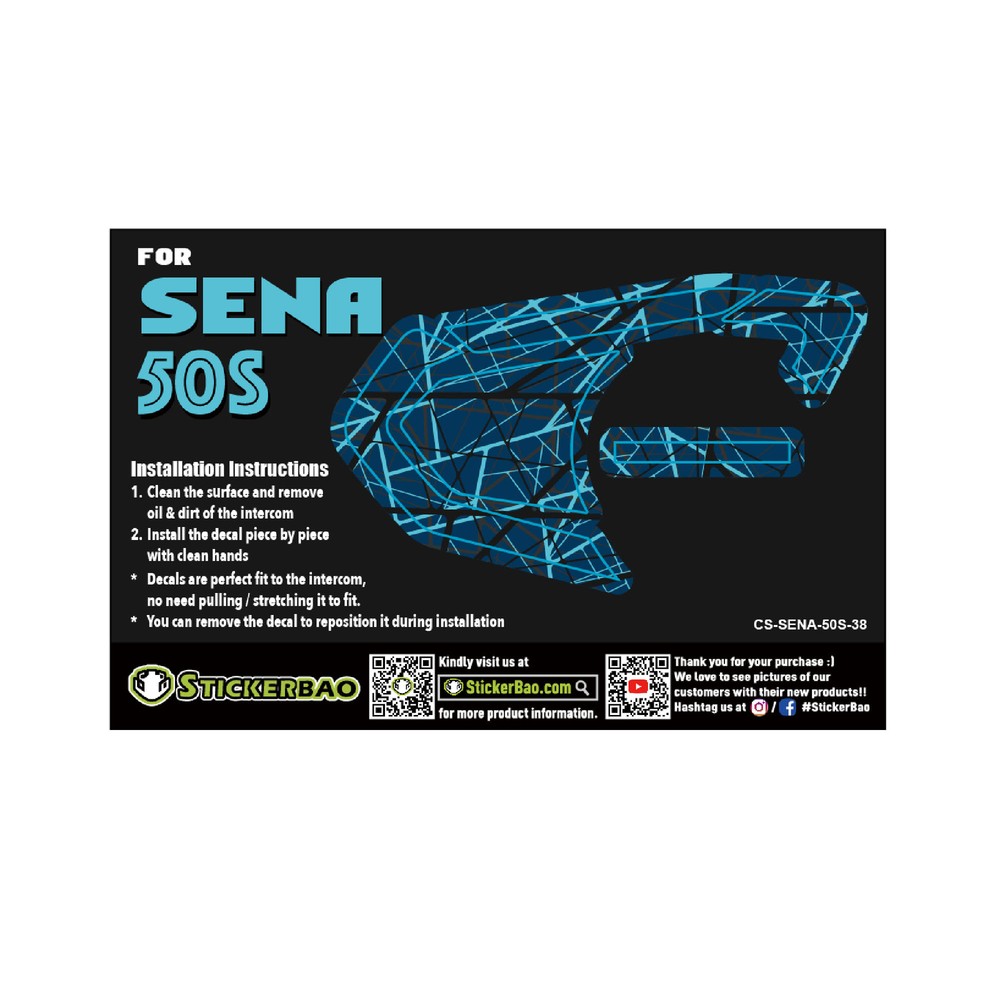 Cyber Blue Device Surface Sticker For SENA 50S Intercom x1