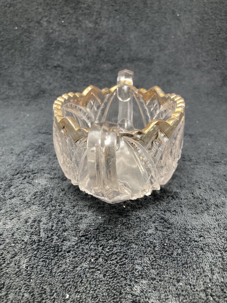 Pressed glass gold trim open sugar
