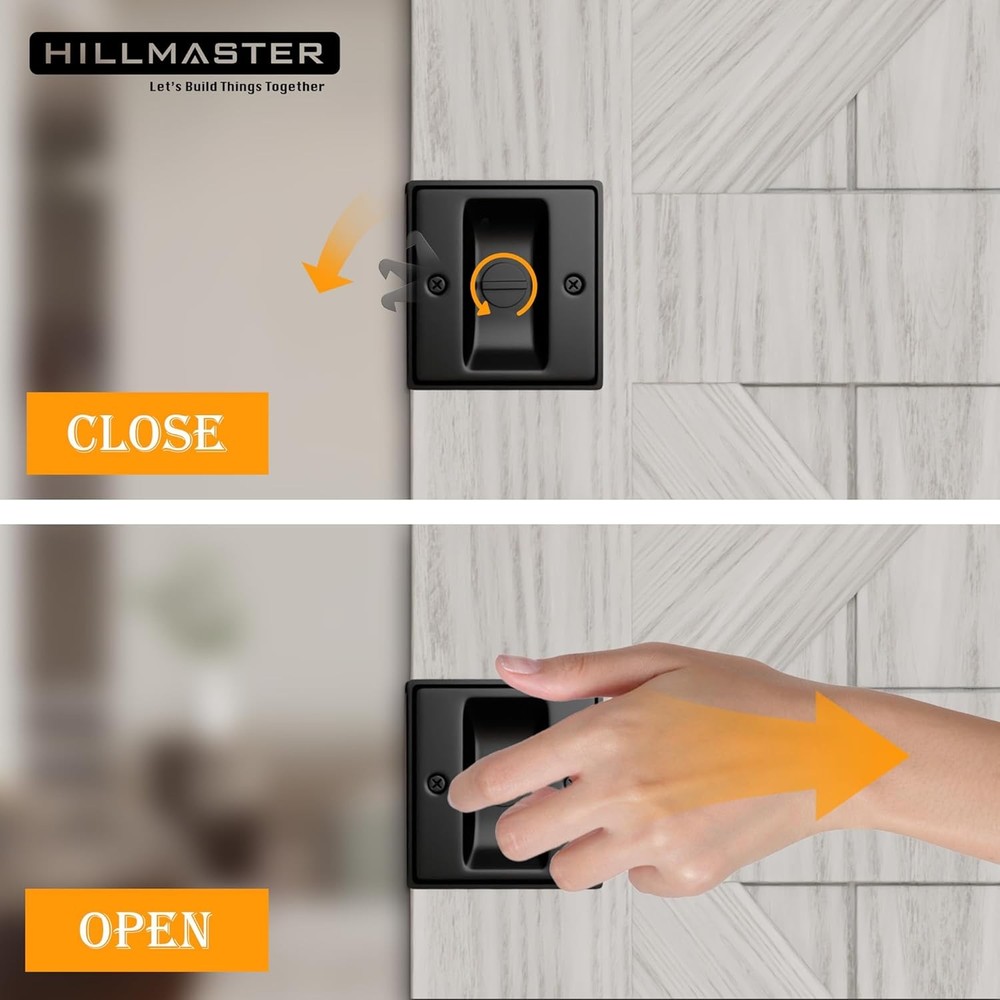 Pocket Door Hardware, Matte Black Solid Brass Lock 1 Pack,